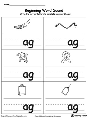 Beginning Word Sound: AG Words