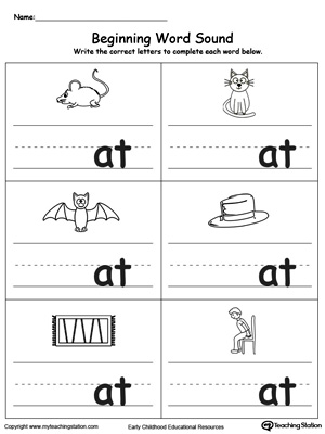 Beginning Word Sound: AT Words | MyTeachingStation.com