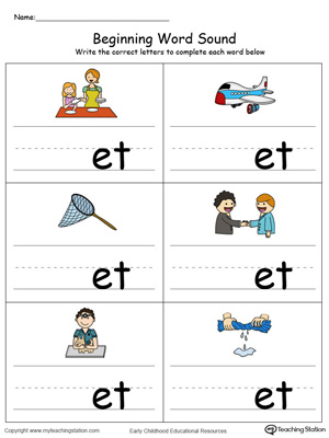 Beginning Word Sound: ET Words in Color