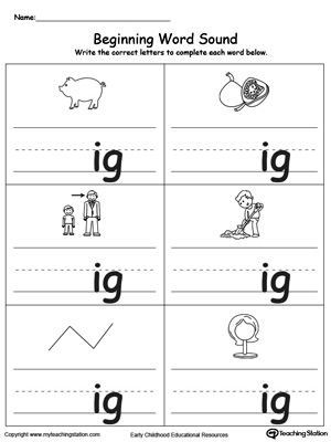 Beginning Word Sound: IG Words