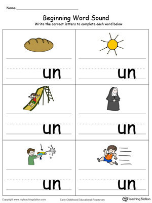 Beginning Word Sound: UN Words in Color