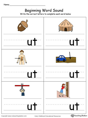 Beginning Word Sound: UT Words in Color