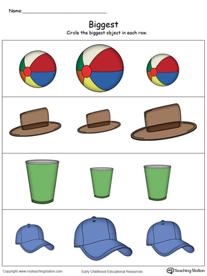 Big and Small Worksheet: Objects (Color)