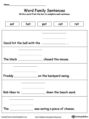 Build a Sentence: AT Word Family
