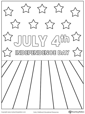 Celebrating July 4th Independence Day Coloring Page