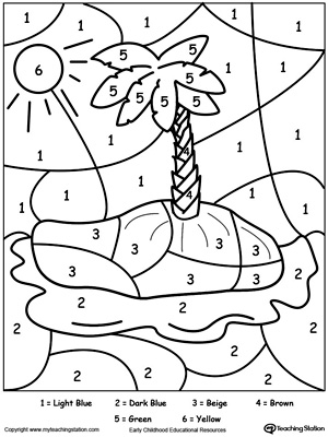 Kindergarten Color By Number Coloring Pages Printables Education Com