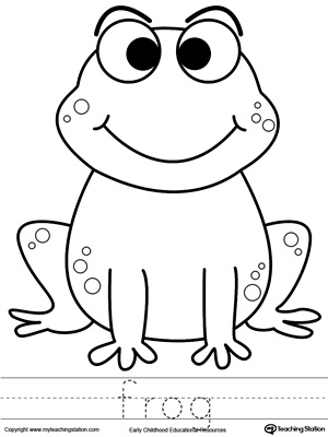 Frog Coloring Page and Word Tracing