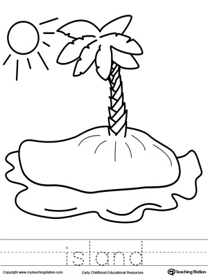 Island Coloring Page and Word Tracing | MyTeachingStation.com