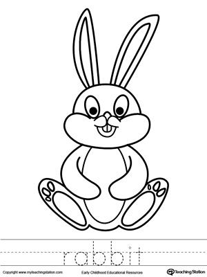 Download Rabbit Coloring Page and Word Tracing | MyTeachingStation.com