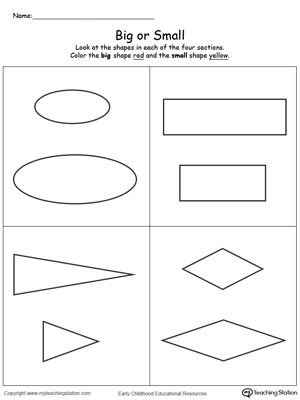 Comparing Shapes Big And Small Myteachingstation Com