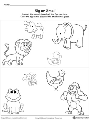 Big Small 2 B&W worksheet