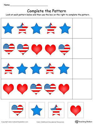 Kindergarten Patterns Printable Worksheets | MyTeachingStation.com