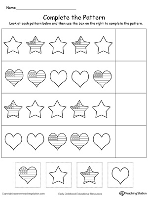 Early Childhood Patterns Worksheets | MyTeachingStation.com