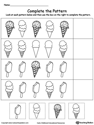 Kindergarten Patterns Printable Worksheets | MyTeachingStation.com