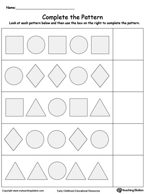 free complete the shape pattern myteachingstation com