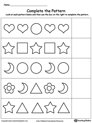 Kindergarten Patterns Printable Worksheets Myteachingstation Com