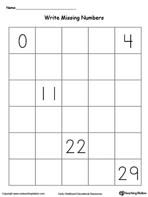 Complete the Missing Numbers 0 Through 29