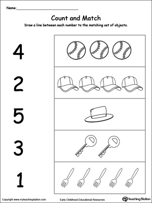 Count and Match 1 Through 5 | MyTeachingStation.com