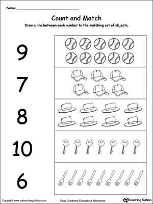 Count and Match 6 Through 10 | MyTeachingStation.com