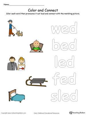 ED Word Family Color and Match in Color