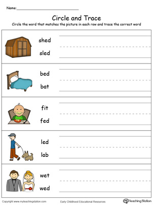 Identify Word and Write: ED Words in Color