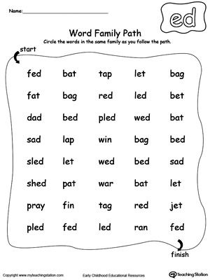 phonics book worksheet for Word ED Family Preschool Workbook MyTeachingStation.com phonics book worksheet for Word ED Family Preschool Workbook MyTeachingStation.com