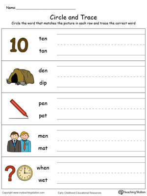 Build vocabulary, learn phonics and practice writing with this EN Word Family worksheet.