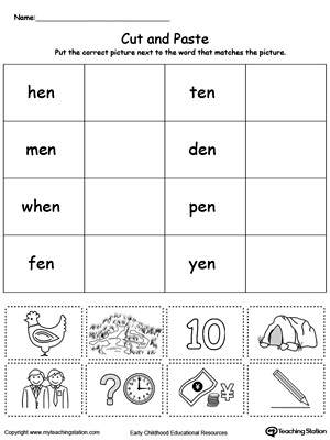 Learn word definition and spelling with this EN Word Family Match Picture with Word worksheet.
