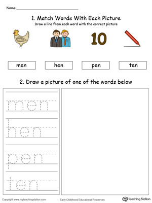 EN Word Family Phonics and Writing Practice in Color