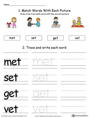 ET Word Family Connect, Trace and Write in Color