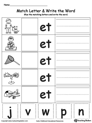 ET Word Family Match Letter and Write the Word | MyTeachingStation.com