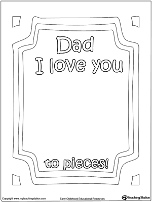 Dad I Love You to Pieces Printable Page