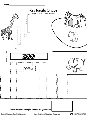 Find, Trace, Color and Count the Shapes: Rectangle