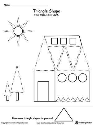 Find, Trace, Color and Count Shapes Worksheets | MyTeachingStation.com