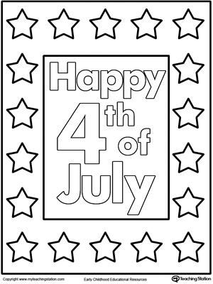 Happy 4th July Poster Coloring Page Myteachingstation Fourth Pages Pdf