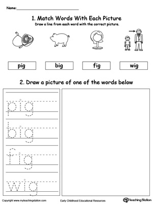 IG Word Family Phonics and Writing Practice