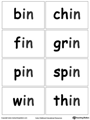 IN Word Family Flash Cards