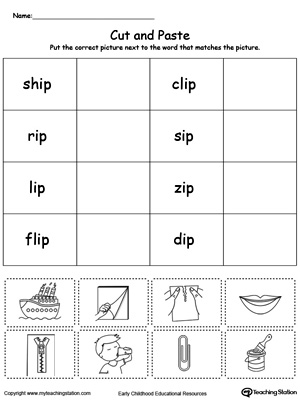Learn word definition and spelling with this IP Word Family Match Picture with Word worksheet.