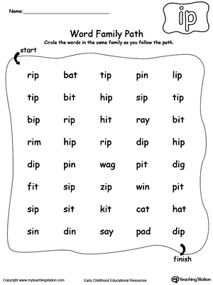 IP Word Family Path | MyTeachingStation.com