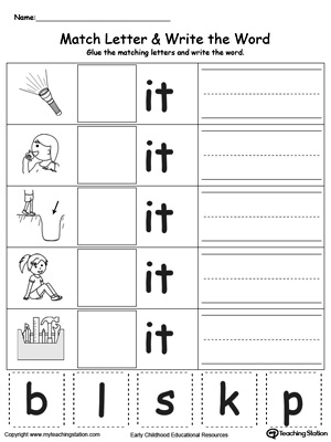 IT Word Family Match Letter and Write the Word | MyTeachingStation.com