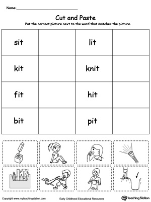 Learn word definition and spelling with this IT Word Family Match Picture with Word worksheet.