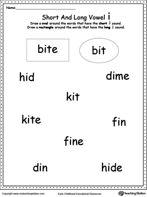 Vowels: Short or Long I Sound Words