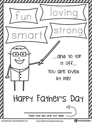 Happy Father's Day Card from Son. FUN, LOVE, SMART and STRONG.