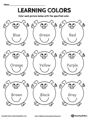 Early Childhood Art and Colors Worksheets | MyTeachingStation.com