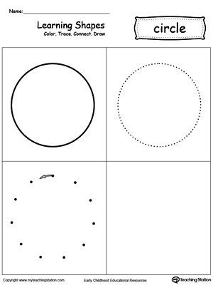 Learning Shapes: Color, Trace, Connect, and Draw a Circle