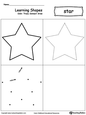 Learning Shapes: Color, Trace, Connect, and Draw a Star