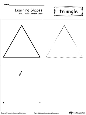 FREE* Learning Shapes: Color, Trace, Connect, and Draw a Triangle