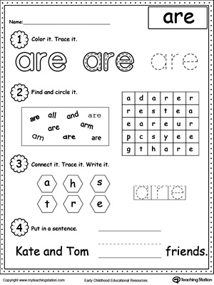Learning Sight Word ARE | MyTeachingStation.com