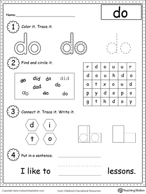 Childhood Worksheets and Educational  Free  Resources, word sight generator Early Lessons, worksheet