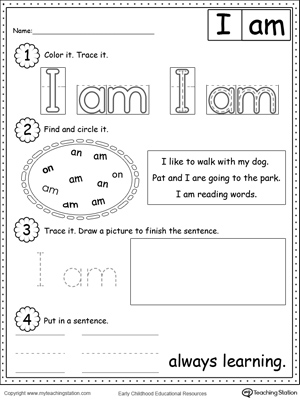 Learning Sight Words I-AM | MyTeachingStation.com